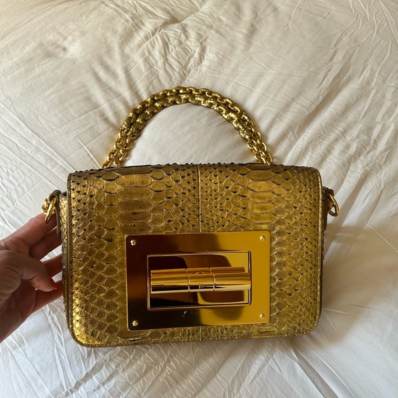 TOM FORD NATALIA MEDIUM PYTHON SHOULDER BAG GOLD (out of stock. Item L0826T-P45) - Picture 7 of 12